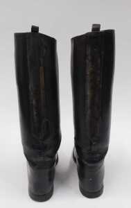 A pair of early 20thC black leather riding boots, numbered 29, 39cm high. - 3