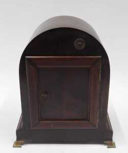 A 1920s mahogany cased eight day chiming mantel clock, with 13cm diameter Arabic chapter ring,... - 4
