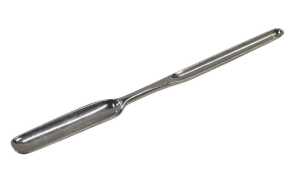 A George II silver marrow scoop, of typical form, initialled .L.I.*E, by John Wrenn I, London...