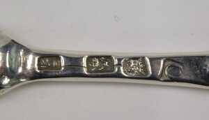 A George II silver marrow scoop, of typical form, initialled .L.I.*E, by John Wrenn I, London... - 2