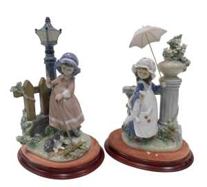 A Lladro figure group Glorious Spring by Ramos, on stand, 31cm high, and another similar. (AF)