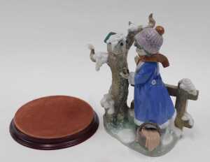 A Lladro figure group Winter Frost, by Ramos, number 5287, on plinth base, 25cm high. - 3