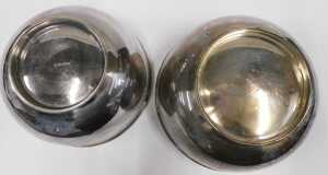 A graduated pair of silver plated bowls, with upper floral and geometric banding, etched with... - 2