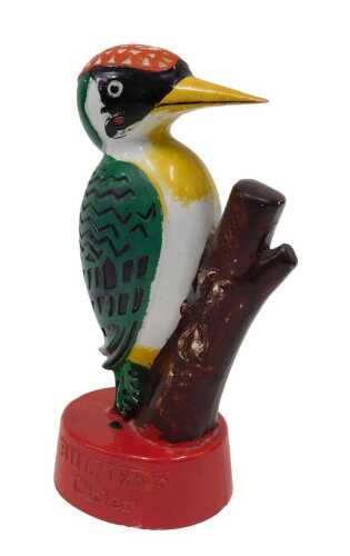 A vintage Bulmer's cider woodpecker pub advertising figure, 23cm high.