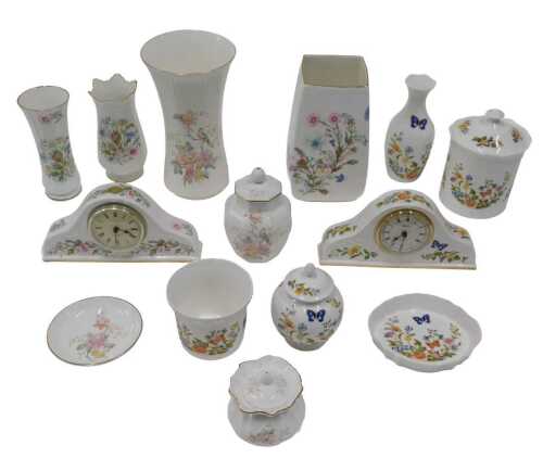 Various Aynsley Cottage Garden and other wares, Wild Tudor mantel clock, 20cm wide, various...