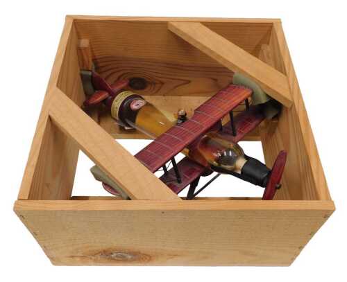 A Macallister advertising whisky aeroplane decanter, with contents, 38cm long, partially boxed.