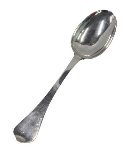 A very early 18thC silver rattail trefid spoon, with plain bowl and stem, the bowl marked Celia...