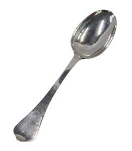 A very early 18thC silver rattail trefid spoon, with plain bowl and stem, the bowl marked Celia...