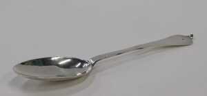 A very early 18thC silver rattail trefid spoon, with plain bowl and stem, the bowl marked Celia... - 3