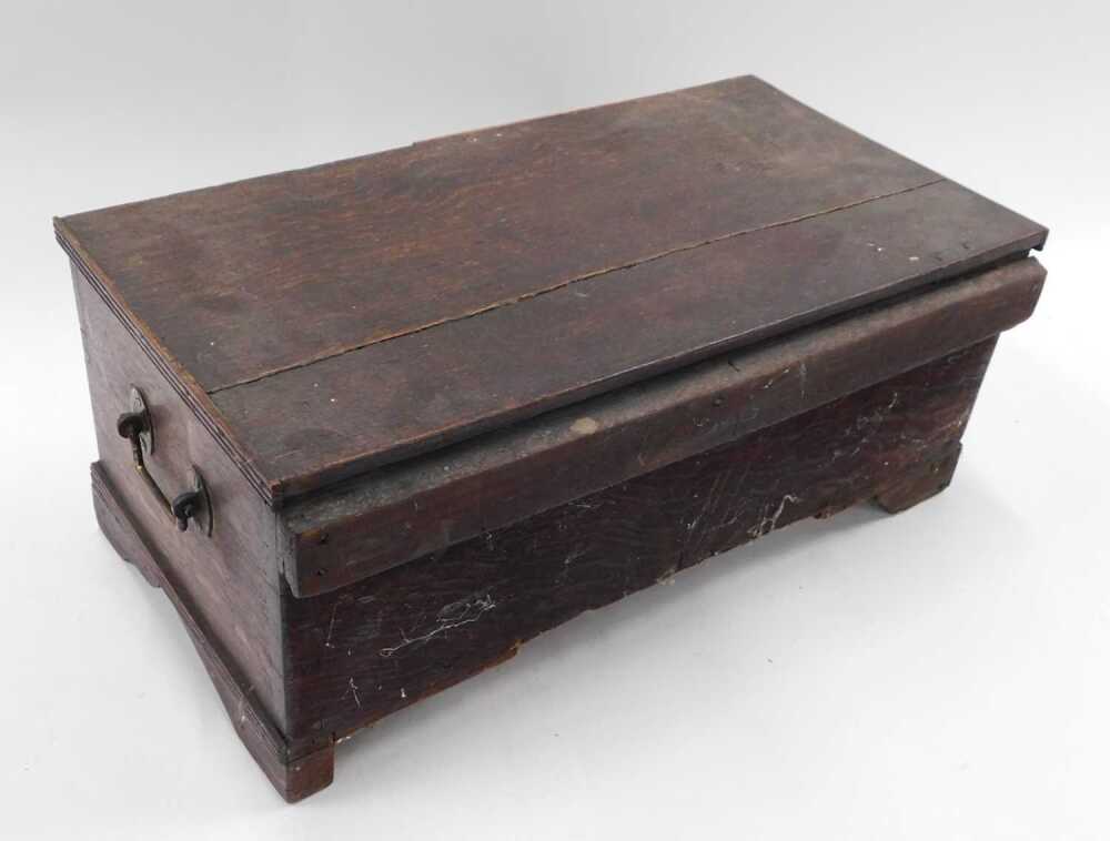 A Principally 18thC oak document box, of rectangular form with hinged ...