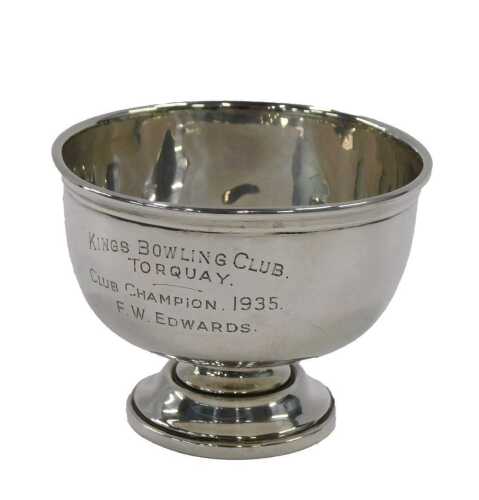 A George V silver bowl, of circular form on inverted stem and circular foot, marked King's...