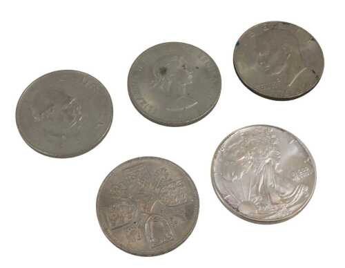 Various coins, a silver eagle Liberty coin in American Eagle case, a small quantity of various...