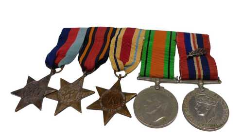 A WWII medal group, comprising 1939-45 Star, Africa and Burma stars, Defence medal and 1939-45...