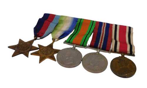 A WWII medal group, comprising 1939-45 medal, Atlantic Star medal, Defence Medal, 1939-45 medal...