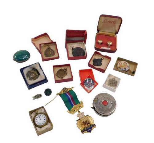 Various medallions, medals, etc., a Royal Order of The Buffalo medal marked Charlton, football...