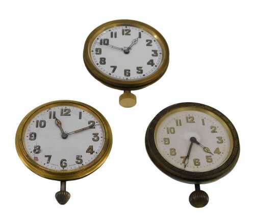 Three early 20thC Goliath style pocket watches, to include one marked eight day with 6cm...