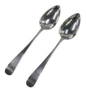 A pair of George III Scottish silver tablespoons, by John Graham, Old English pattern, Edinburgh...