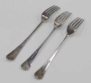 A set of three George III silver table forks, by Peter & Anne Bateman, Old English pattern,... - 3