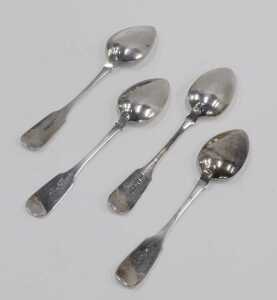 A set of four William IV Scottish silver teaspoons, by John Todd, Fiddle pattern, initialled,... - 3