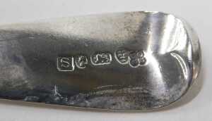 A pair of George III silver dessert spoons, by Reid & Sons, Fiddle pattern, monogrammed,... - 2