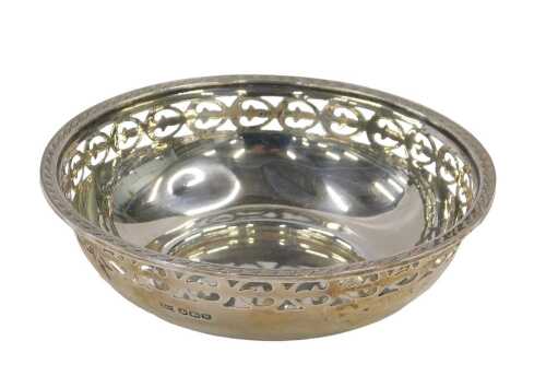 A George VI silver dish, of circular form, with pierced border, by Walker & Hall Sheffield 1939,...