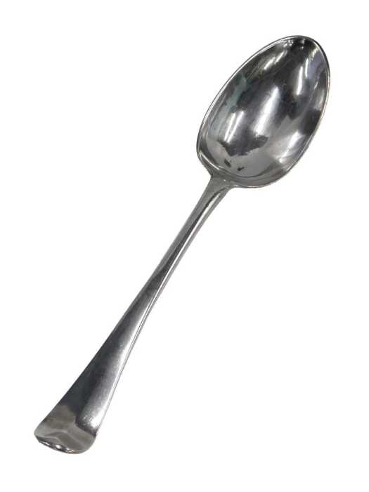 An 18thC Irish silver dessert spoon, Old English pattern, Dublin 1753, crested probably Earl of...