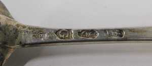 An 18thC Irish silver dessert spoon, Old English pattern, Dublin 1753, crested probably Earl of... - 2
