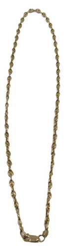 A marina link chain necklace, yellow metal stamped 9kt, 44cm long, 14.3g.