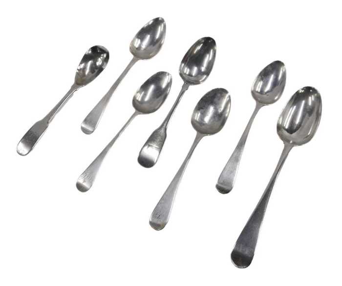 Various George III and other silver spoons, preserve spoon, teaspoons, etc., various dates and...