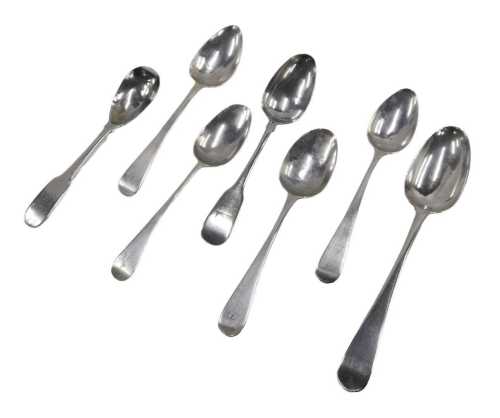 Various George III and other silver spoons, preserve spoon, teaspoons, etc., various dates and...