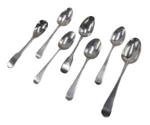 Various George III and other silver spoons, preserve spoon, teaspoons, etc., various dates and...
