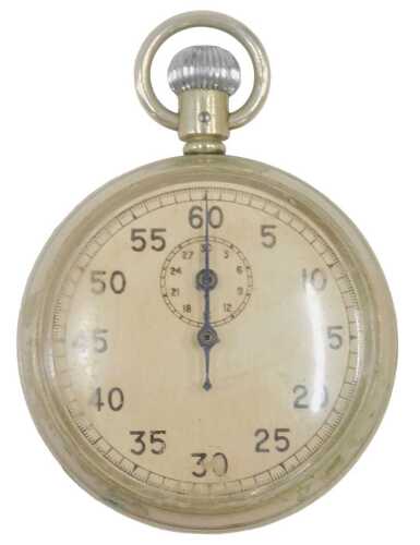A military stainless stopwatch, stamped AM6B-117, 5cm diameter.