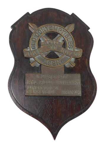 A bronze plaque, for the Old Contemptibles Association for the First Bassnett Royal Field...