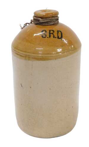 A First World War period Earthenware SRD spirit jar, military issue, ink stamped SRD (Services...
