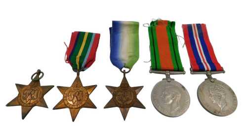 A group of WWII medals, 39-45 medal, Atlantic star, Pacific star, Defence medal and 39-45 medal,...