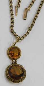 A late 19th/early 20thC citrine pendant and chain, the two layered pendant set with two citrines,... - 2