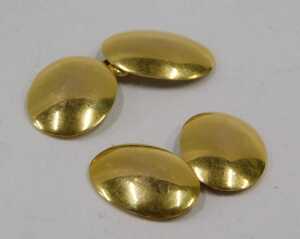 A pair of 15ct gold cufflinks, each with plain oval ends joined by chains, 8g. (2) - 5