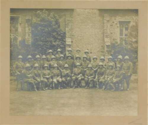 A mounted and framed World War I photograph, showing Officer Training School, officers in First...