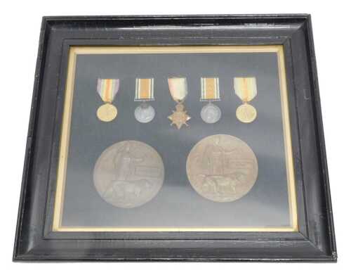 Two rare WWI medal groups relating to two brothers, comprising 1914-15 star, campaign and...