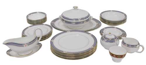A Wedgwood Waverley pattern part dinner service, to include six dinner plates, six dessert...