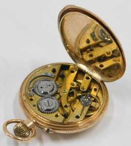 A Continental fob watch, the gold finish Roman numeric dial with blue hands and a centred... - 4