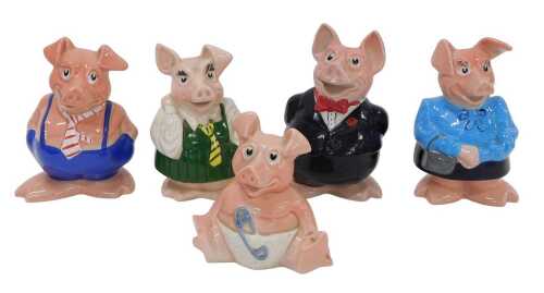 Various NatWest pigs, to include Maxwell, 18cm high, some with stoppers. (AF)