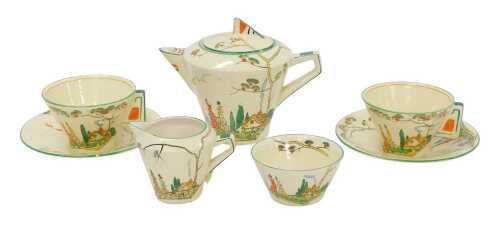 Grimwades Royal Winton Art Deco porcelain part tea service, comprising Cottage, Norman design...