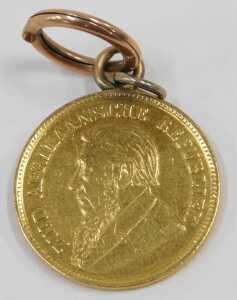 A half pond gold coin, dated 1896, with applied jump ring, and an additional rose gold yellow... - 2