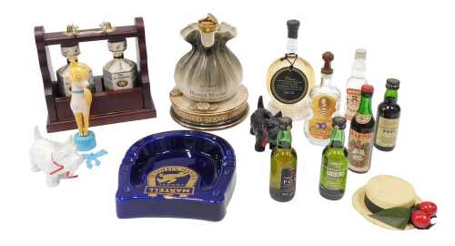 Various breweriana and alcohol advertising, miniature bottles, Martel Cognac, horseshoe pottery...