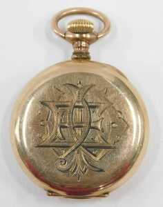 A gold plated 19thC fob watch, with white enamel Roman numeric dial, stamped G Kiss & Sons of... - 2