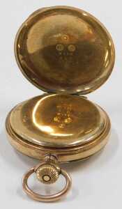A gold plated 19thC fob watch, with white enamel Roman numeric dial, stamped G Kiss & Sons of... - 3