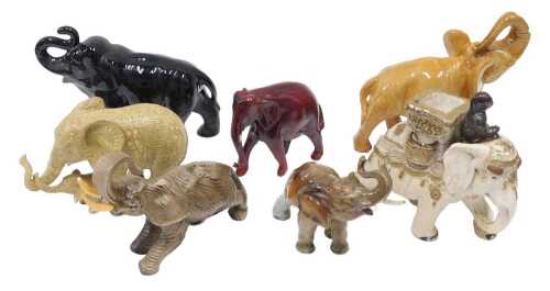 Various pottery elephant figures, to include Czechoslovakia marked 1/58, 17cm high, and other...