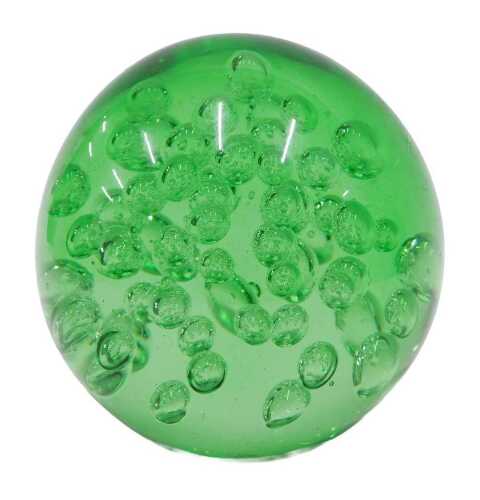 A large glass bubble paperweight, in green, probably early 20thC, 20cm high.