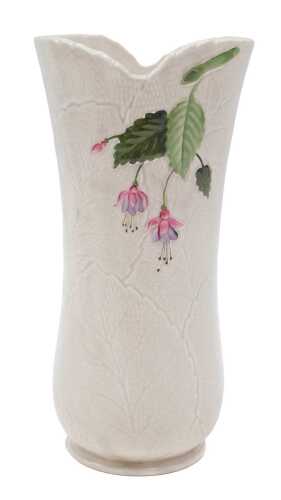 A Royal Crown Derby vase, decorated with flowers on a textured leaf ground, number 1120, 29cm high.